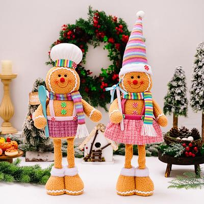 Weihnachten Lebkuchen Puppe Ornamente Ausziehbares Bein Plüsch Puppe mit Schal Gefüllte Kochen