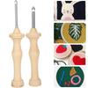 2Pcs Punch Needle Embroidery Kit Wooden Handle Yarn Needle DIY Hand‑Made Knitting Tools