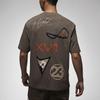 Jordan Alphanumeric Pattern Print Vintage Round Neck Short Sleeve T-Shirt Men Tops Brown DX9562-274