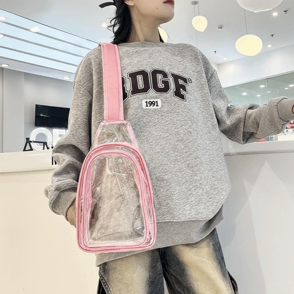 Waterproof Water-Sprinkling Festival Bag Trendy See Through Transparent Bag Large Size Crossbody Desig PVC Chest Bag Beach
