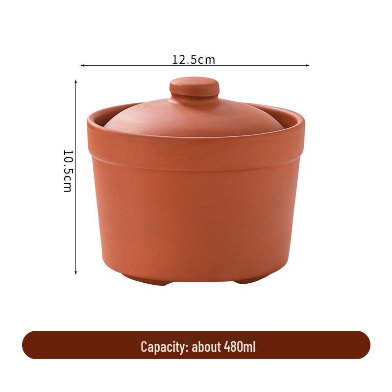 Purple Clay Double-Boiler Stew Pot with Lid - Chinese Retro Health Pot for Stews, Soups, and Steamed Eggs.