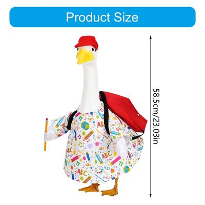 Whimsical Cement Geese Sculpture Wearing Costume For School Season Porch Display J0MC