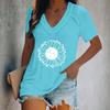 Women's Tops Dressy Summer Fashion Casual Print Casual T-Shirt Shoulder Sleeve V Neck Slim Flowy Tunic