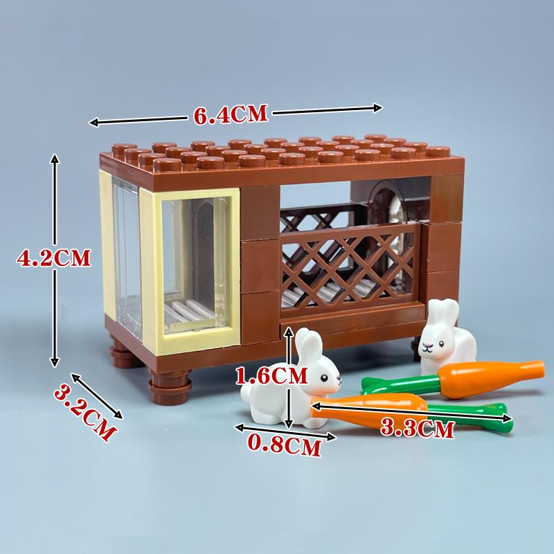 MOC Bausteine Tier Hase Kaninchen Bau 29685pb02 Bauernhaus Pinsel Stadt Modell Pädagogische Bausteine Geschenk für Kinder