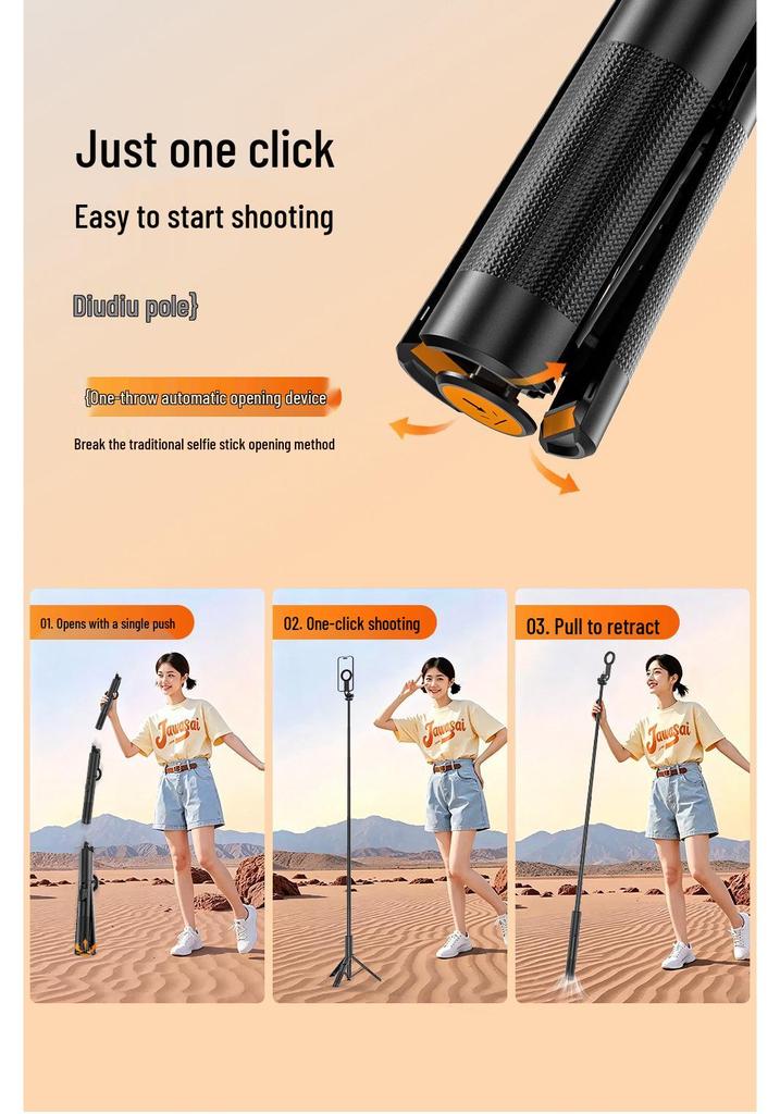 Magnetic Selfie Stick with Auto Pop-up Tripod Stand