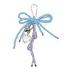 Colorful Knitted Heart Bow Keyring Phone Bag Charm with PU Cord