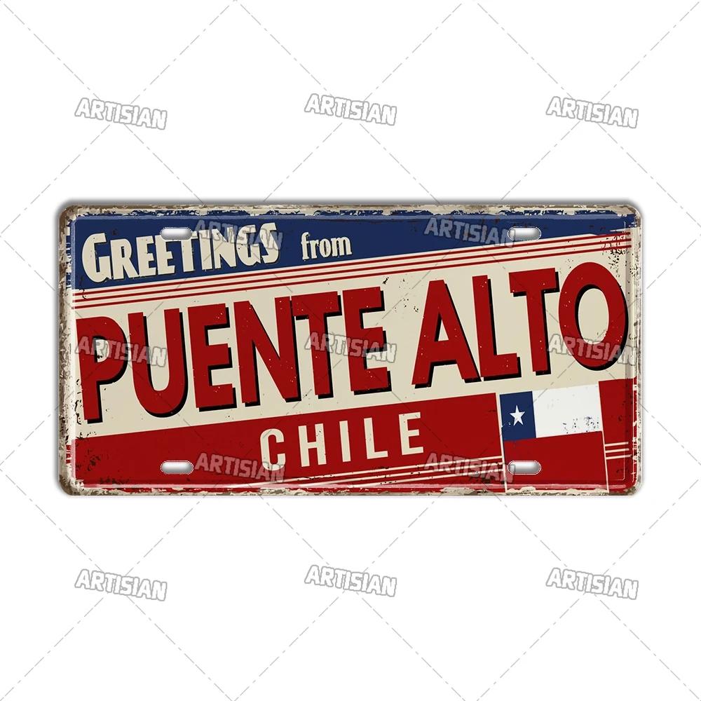 Mfoever Artisian Argentina Ecuador Chile Colombia License Plate Landmark Metal Sign City State Decorative Car Plate Wall Decor Garage