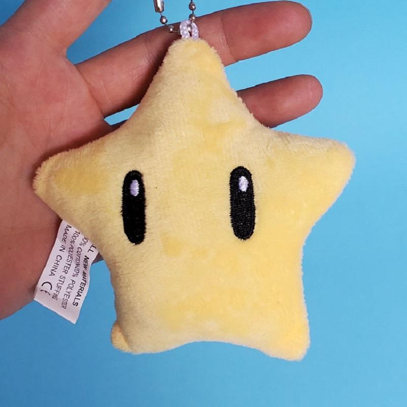 Cute Mushroom Mario Plush Star Hanging Pendant Yellow Cartoon Stuffed Toy