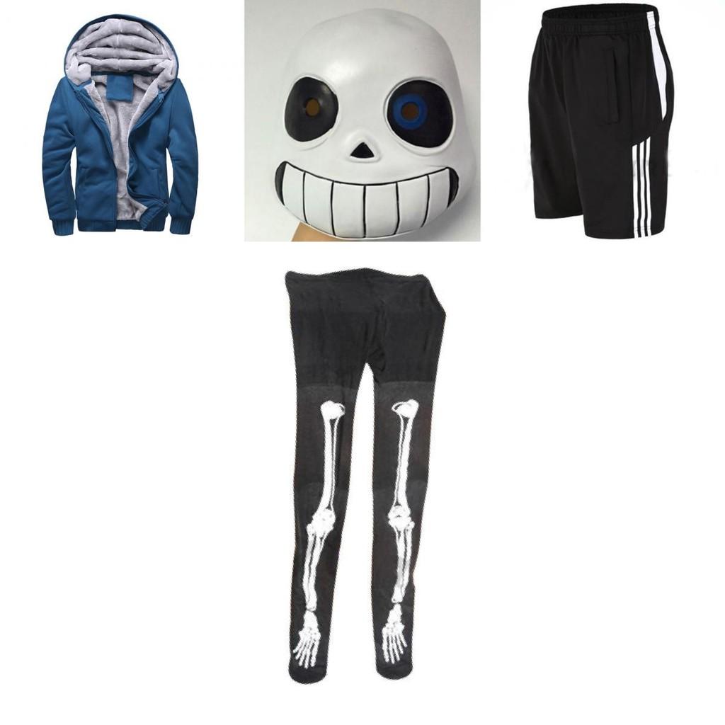 Undertale Sans Halloween Costume Hoodie Shorts Mask Socks Gloves Keychain**