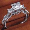 Exquisite Luxury Square Ring With White Gold Plated Rhinestones For Elegant Women
