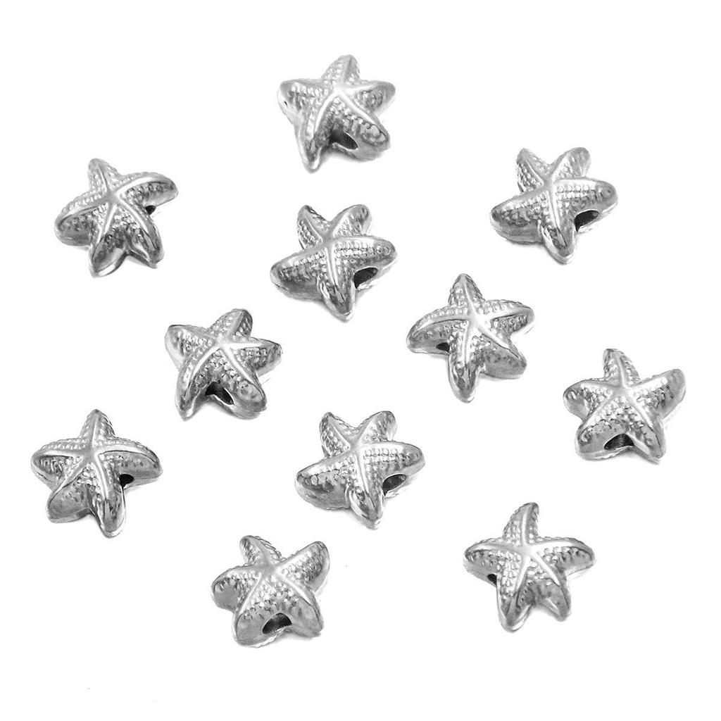 Retro Ocean-Themed Stainless Steel Beaded Pendants: Starfish, Seahorse, Sea Turtle for DIY Bracelets & Necklaces