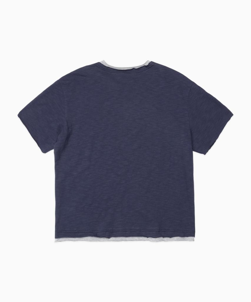 DOFFJASON Cutoff Layered Slub T-Shirt Navy