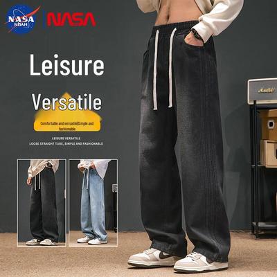 NASA NOAH Men's Washed Vertical Stripe Straight Jeans