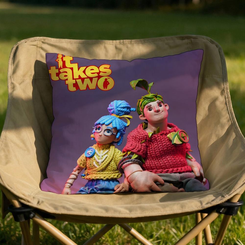 

Game It TTakes Two Cushion Cover Soft Reversible Durable Pillow Cover MultiScene Use for Home Car Daily Comfort 30x30cm