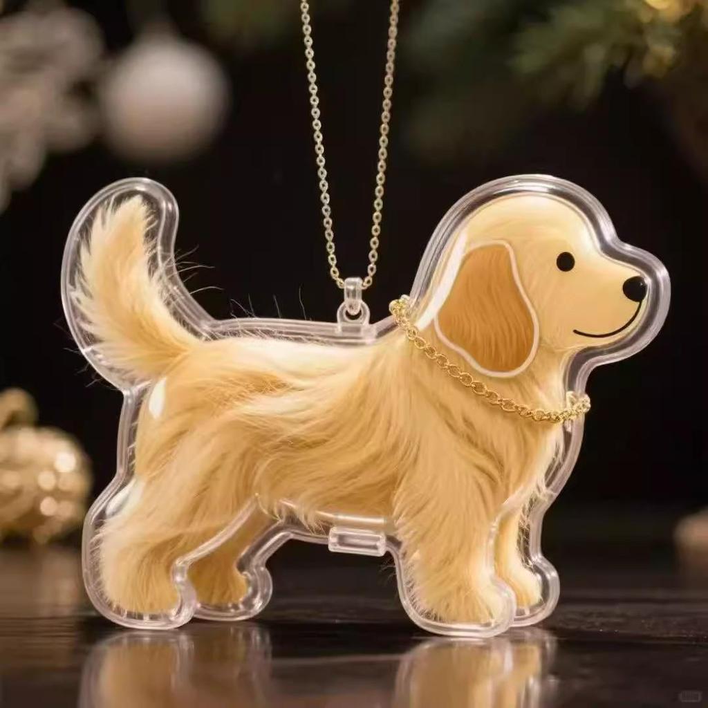 Golden Retriever Puppy Keychain Charm: Cute Transparent Storage Pendant for Backpacks & Bags