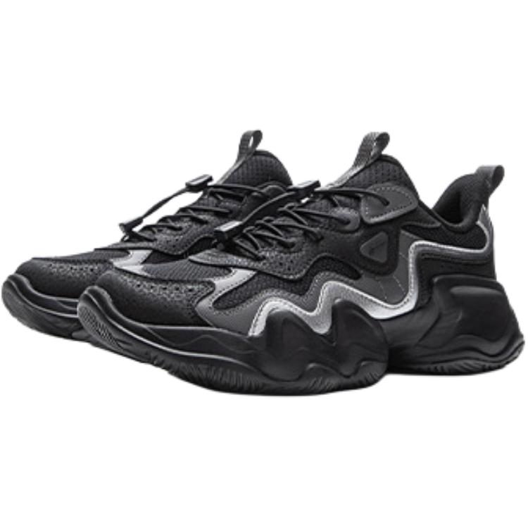 Li Ning YOUNG Sports Life Collection Synthetic Leather Kids Lifestyle Shoes Black Unisex YKCV250-1