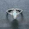 Vintage Hollow Flower Engagement Ring White Blue Oval Stone Delicate Silver Color Rings for Women Bridal Jewelry