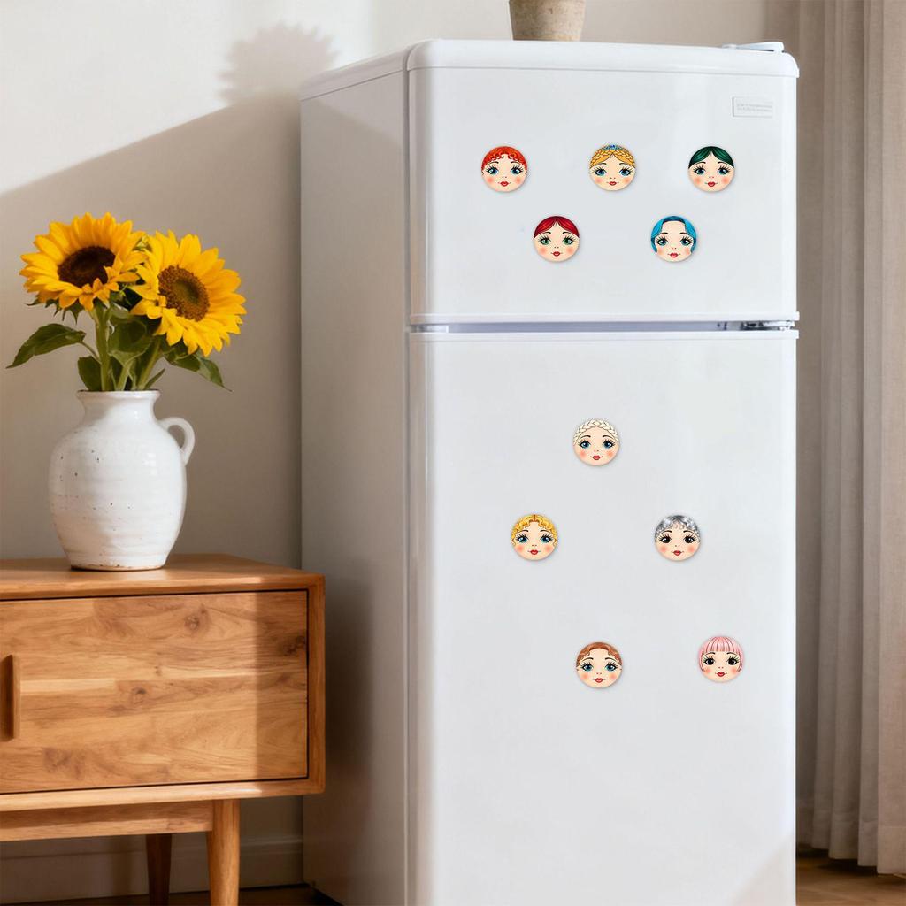Russian Matryoshka Doll Crystal Glass Cartoon Face Refrigerator Magnets