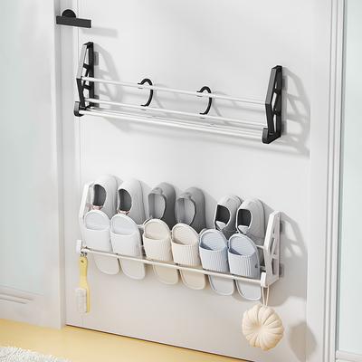 42-63CM Shoemaker Organizer Bathroom Slipper Rack Wall Mounted Non Perforated Stainless Steel Toilet Door For Spice Rack