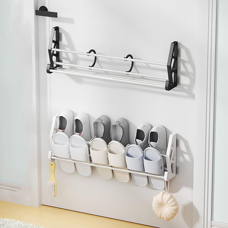 Nail Free and Hole Free Door Back Shoe Rack, Bathroom Slipper Rack, Simple Multi-layer Assembly, Wall Mounted Storage Rack