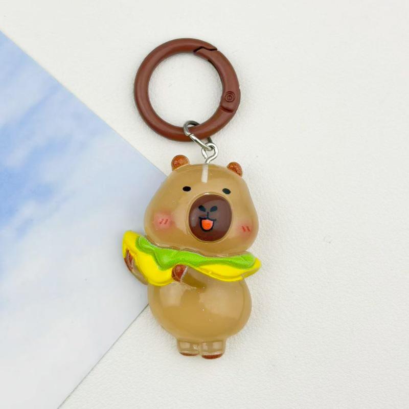 Glow-in-the-Dark Capybara Resin Keychain for Backpacks