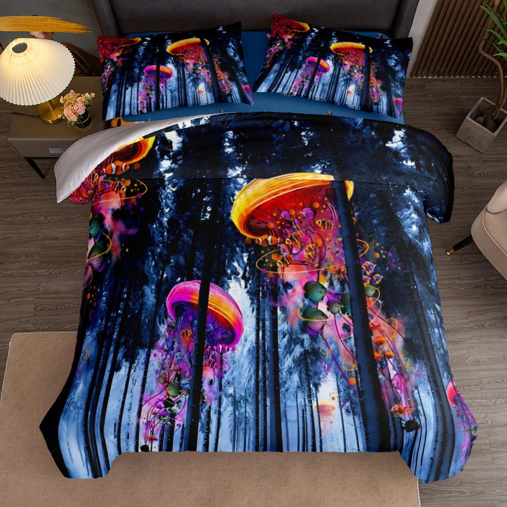 

Неоновая медуза Комплект пододеяльника Кинг Квин Дабл Фул Твин Одинарный размер Комплект постельного белья 135x200cm