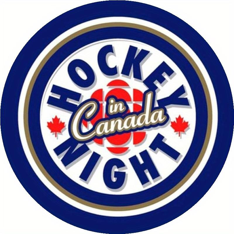 High Definition Wooden Plaque Hockey Night in Canada Round Wood Sign Vintage Canadian Hockey Logo Print Wall Art Retro Maple 20x20cm(8x8inch)