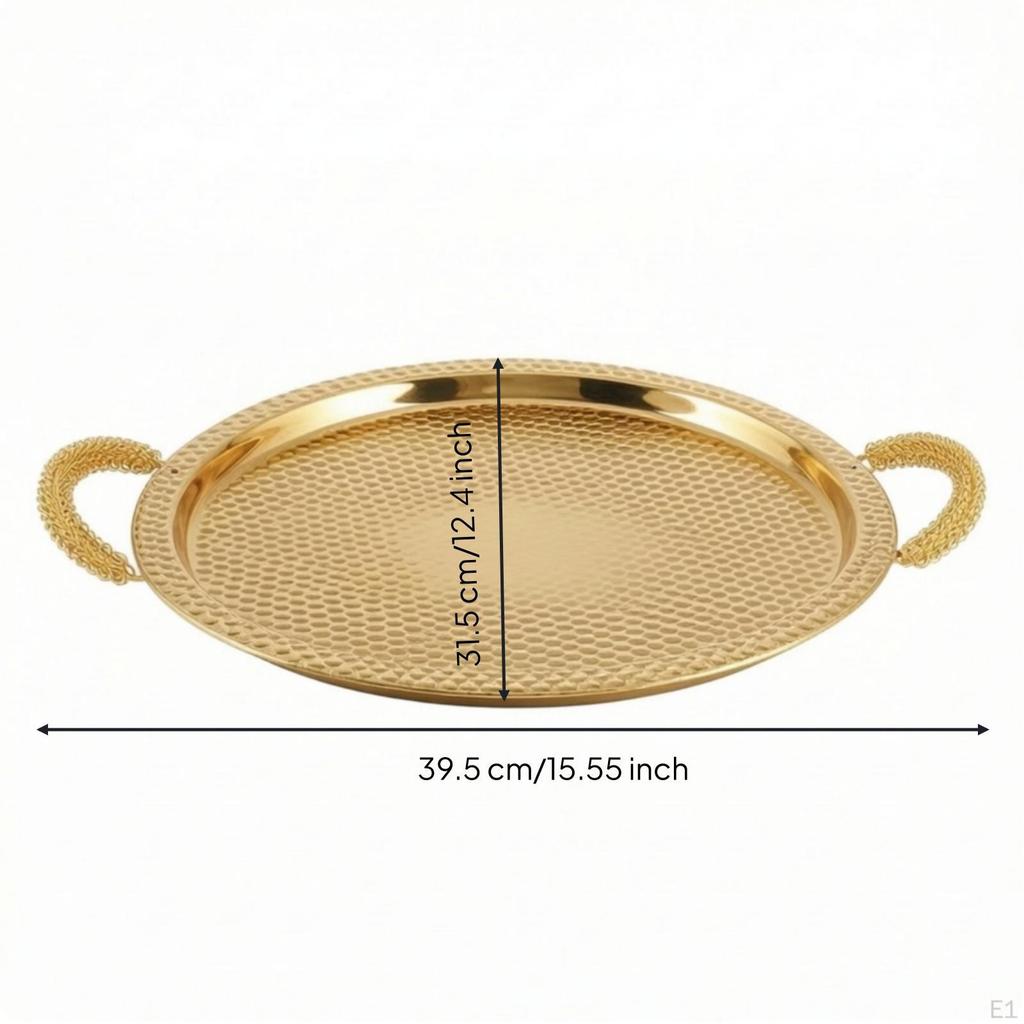 Metal Serving Tray with Handles Textured Platter Versatile