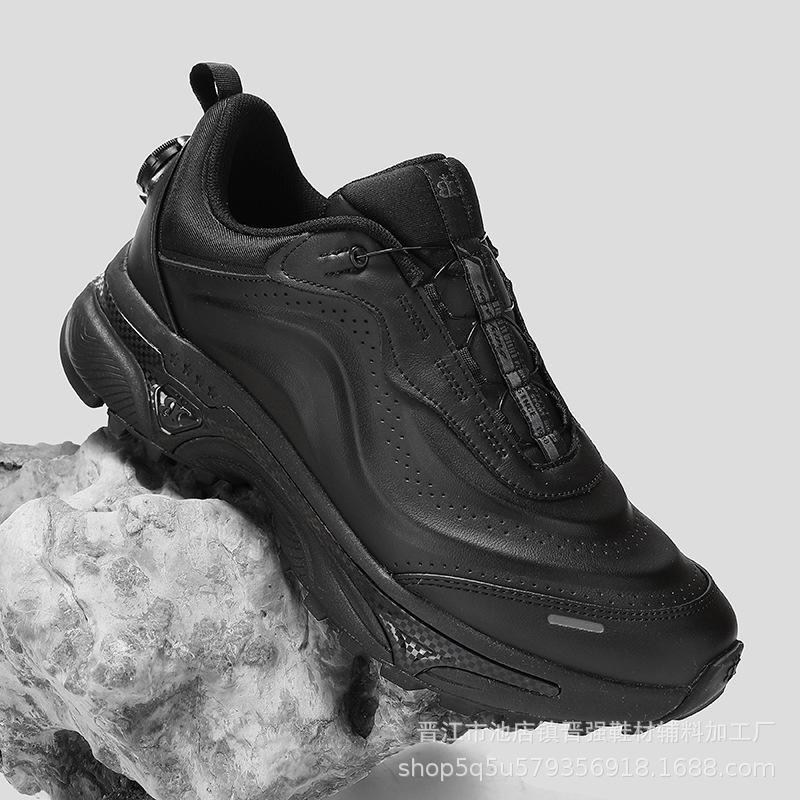 

Модная высококачественная новая водонепроницаемая кожа, задняя вращающаяся пряжка, уличная пара, альпинистские ботинки, противоударные и износостойкие спортивные 45 чёрный