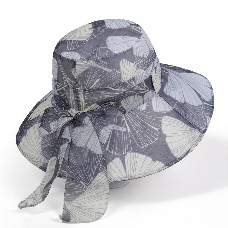 

Летняя дорожная солнцезащитная панама тонкая дышащая элегантная женская шляпа от солнца пляжная шляпа от солнца складная M（56-58cm） серый