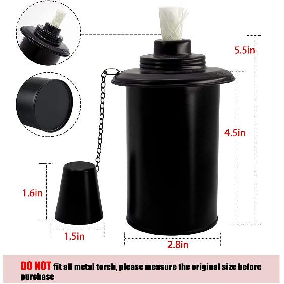 12oz Torch Replacement Canisters - 4 Pack Bamboo Torch Fuel Canister Torches Cans With Wicks and Covers, Refillable Metal Tabletop Lantern For