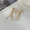 Sweet And Cool Imitation Pearl Love Pendant Brooch, Simple Metal Chain Fringed Pin Pants Anklet