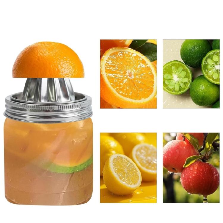 Tappo Spremiagrumi per Vaso Mason Acciaio Inossidabile Spremiagrumi Manuale per Limone Arancia Estrazione Succhi Lavabile in Lavastoviglie