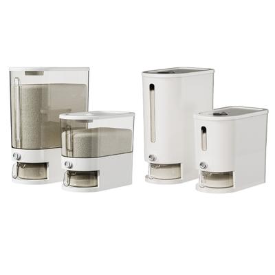 Press Type Rice Dispenser With Clear Window Sealed Storage Bin For Dry Food Grains Flour Moisture Resistant Kitchen Bin