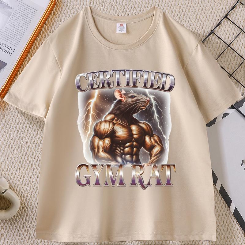 Certified Gym Rat Graphic Tee Funny Vintage 90s Style TShirt Unisex Casual High Quality Cotton Printed T Shirt Ropa Gym Hombre