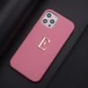 Custom Name Letter Gold Metal Genuine Leather Phone Cas for16 11 12 13 14 15Pro Max 16 15Plus XS XR Personalization Cover Luxury