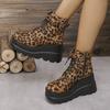 Mode Outdoor Stiefeletten mit seitlichem Reißverschluss für Damen Rutschfest 2024 Neu Herbst Winter Damen Stiefeletten Leopard Abriebfeste Stiefel
