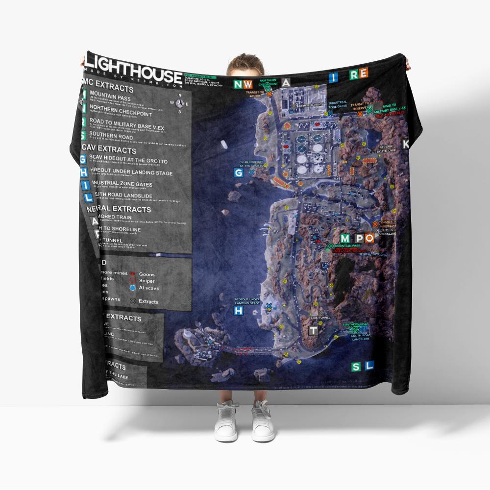 Escape from Tarkov Scav PMC Mappa Coperta di Flanella Decorazione Coperte Creative Accogliente Morbida Leggera per Divano