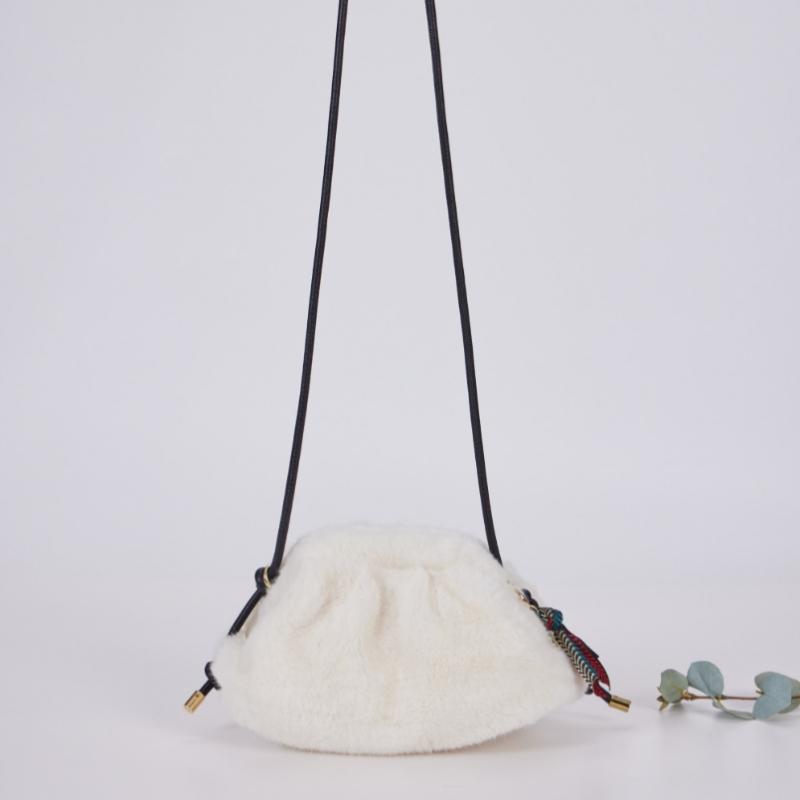 Lala Fur Clutch Crossbody Bag   Ivory  Lala2f140 