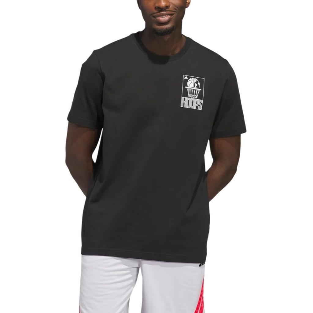 adidas Hoops T Shirts Men's Black Crew Neck KC9255