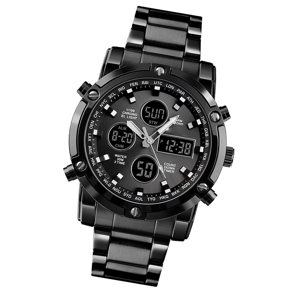SKEMI 1389 Quartz Man Watch Unique Fashion Sport Casual Brand Quartz Clock Double Movement Stainless Steel Strap Waterproof Wrist Watch Relogio Mascul