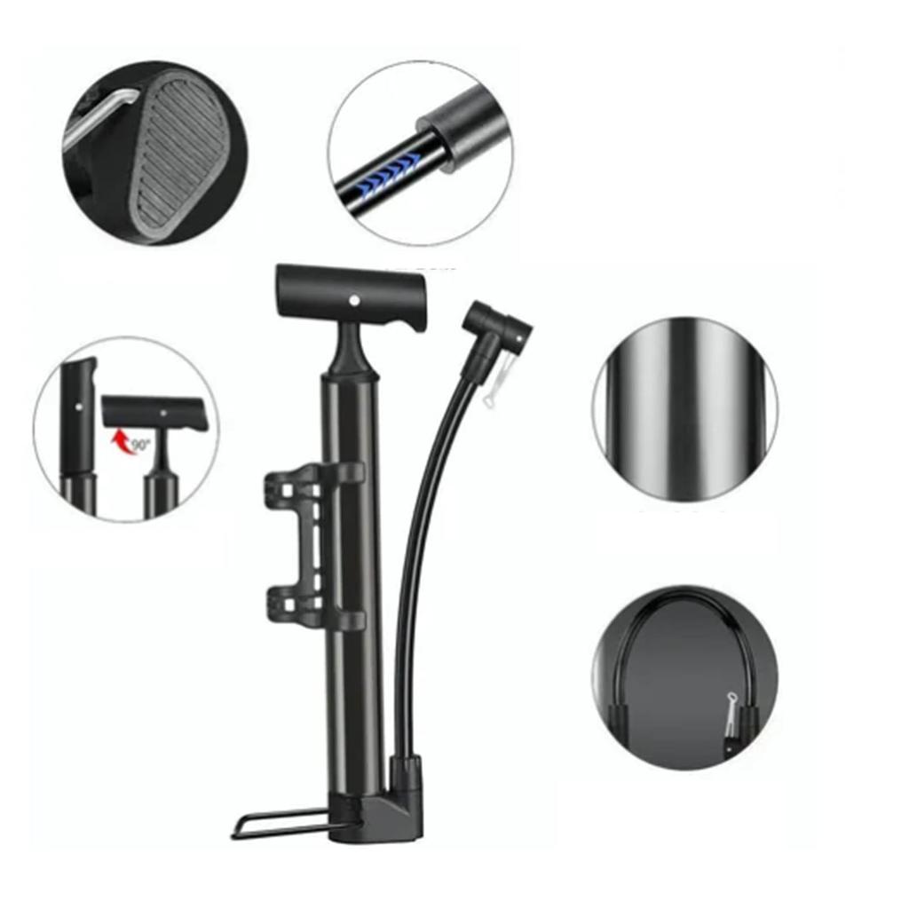 Fahrradpumpe Aluminiumlegierung Hohe Härte Tragbar Mini Schwarz Fahrrad Standpumpe für Mountainbikes