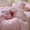 Cute Pink Heart Bedding Set Ins Nordic Embroidery Bed Sheet Set Of Four Pieces Home Luxury Duvet Cover Set For Girls
