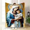 Religious Madonna Child Throw Blanket  Printed Blanket for Living Room Bed Couch Lunch Break Soft Cozy Blanket for Friend's Festival Gift