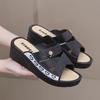 Summer new high-heeled women's drag slope heel thick bottom hollow non-slip fashion slippers factory