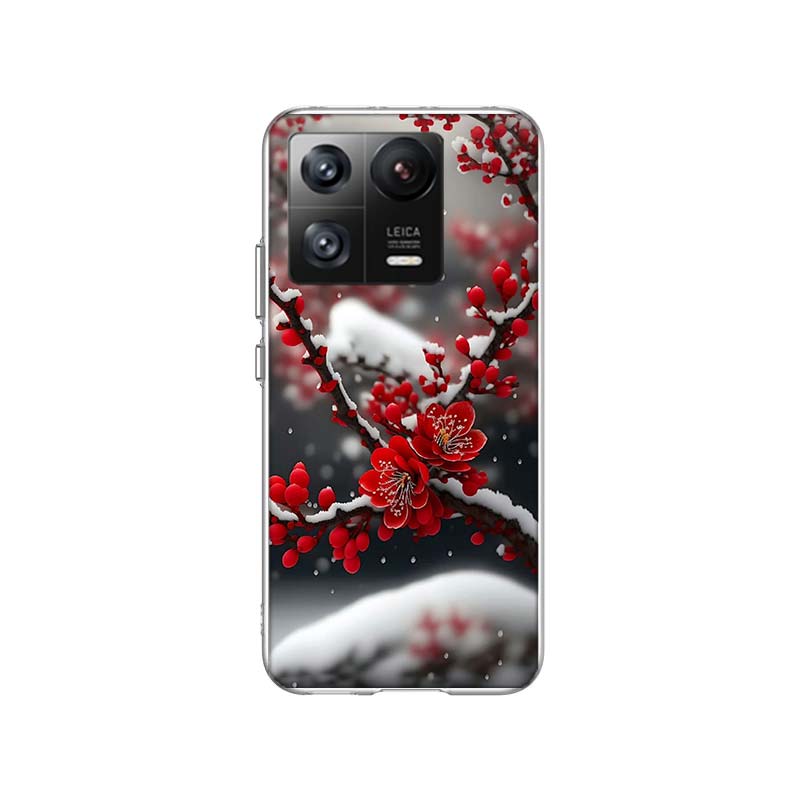 

Snow fall Red Peach Blossoms Phone Case For Xiaomi Poco F7 Ultra X7 X6 M8 M7 M6 M4 M3 Pro X4 Mi 15 15T 14 14T 12T 12S 10T Pro 12 Xiaomi Poco F4