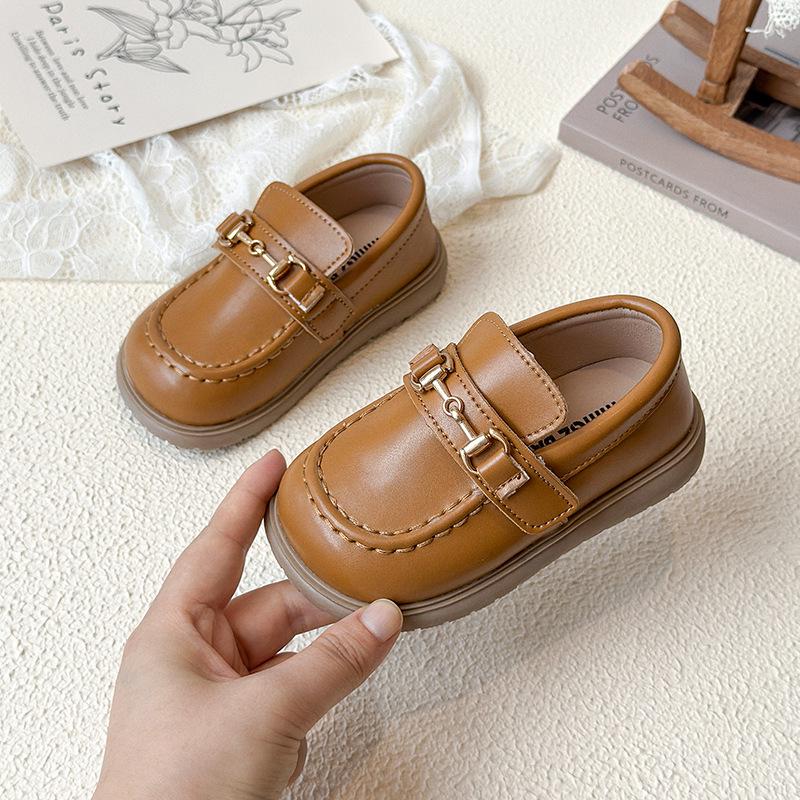 Girls' Slip-On Leather Princess Shoes - Spring/Autumn 2025, Korean Style, Soft Sole, Trendy for Little Girls
