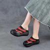 Mode 6cm Echtleder Schweinsleder Mokassins Damen Sommer Aushöhlen Damen Dicksohlige Flats Plateau Keilsandalen Runde Zehenschuhe