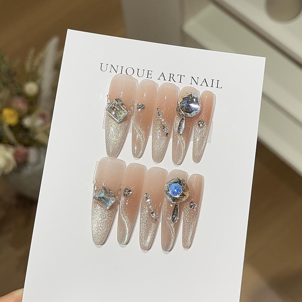 Gentle Broken Diamond Bursting Atmosphere Dreamy Gold Pink Streamer Cat Eyes Light Luxury Noble Sense Wear Armor