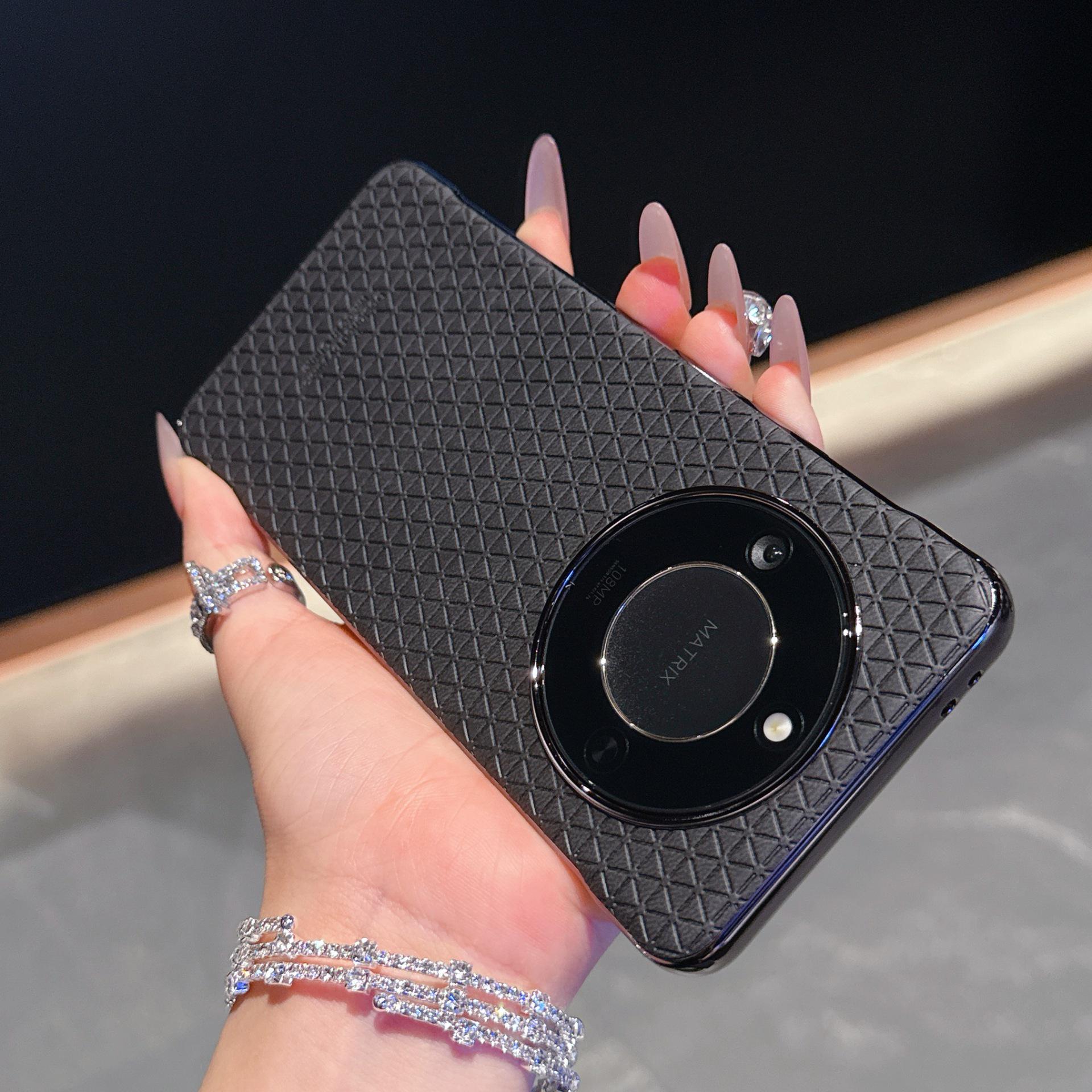 

Honor X60 PRO Borderless Leather Plaid Phone Case with Cube Design Honor X60